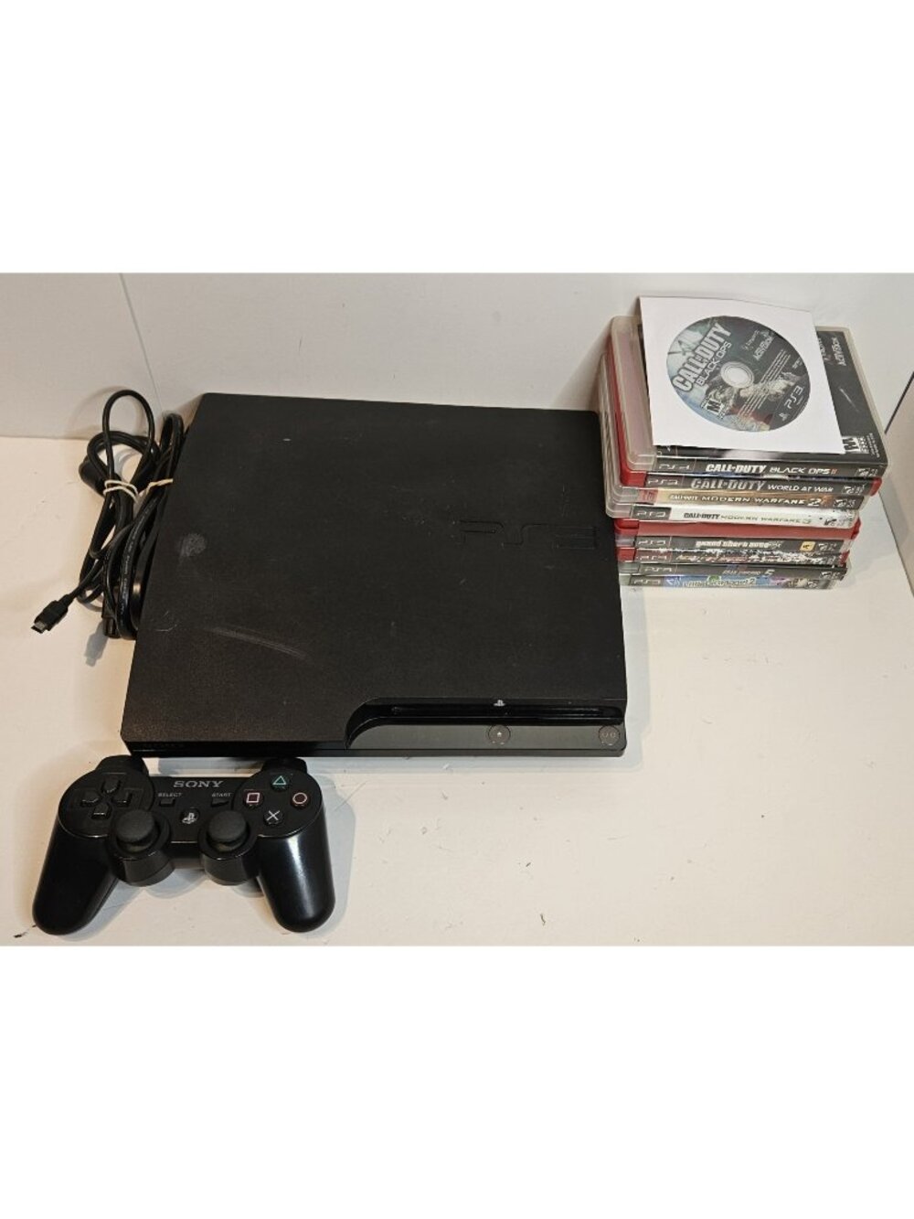 Sony PlayStation 3 - Slim 120GB Black Console With 10 Games Tested